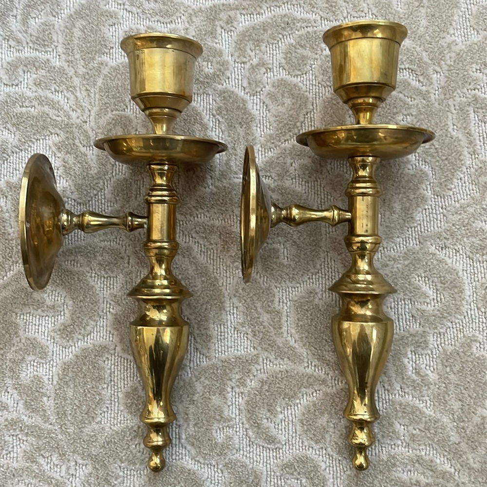 Solid Brass Wall Candle Holder Sconces - Picture 2 of 5